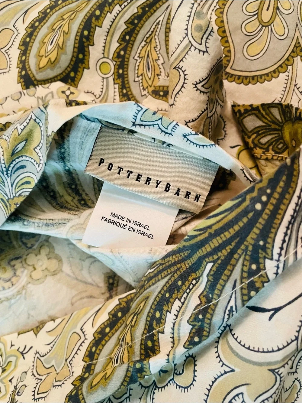 1 Pottery Barn Standard  Sham Charlie Paisley Floral Green Organic Cotton Single